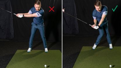PGA pro Gareth Lewis showing what to do and what not to do to create lag in the golf swing 