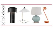 Best bedside lamps graphic with four nightstand lamps including best modern, traditional, for reading and overall bedside lamp