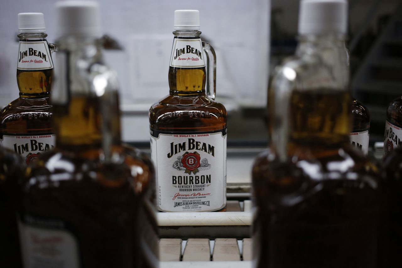 A bottle of Jim Beam in a distillery