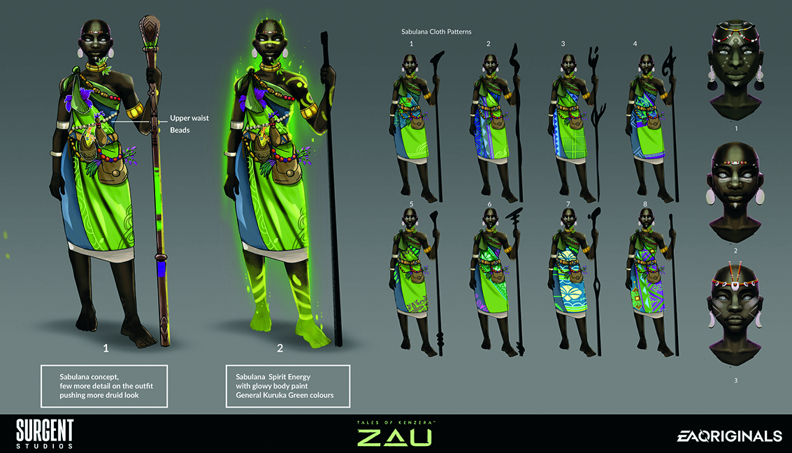 An example of concept art showing character designs from a video game