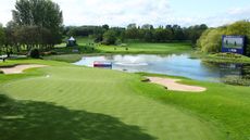 A view of the 18th hole on the Brabazon course at The Belfry