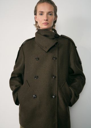 Mango, Double-Breasted Wool Coat