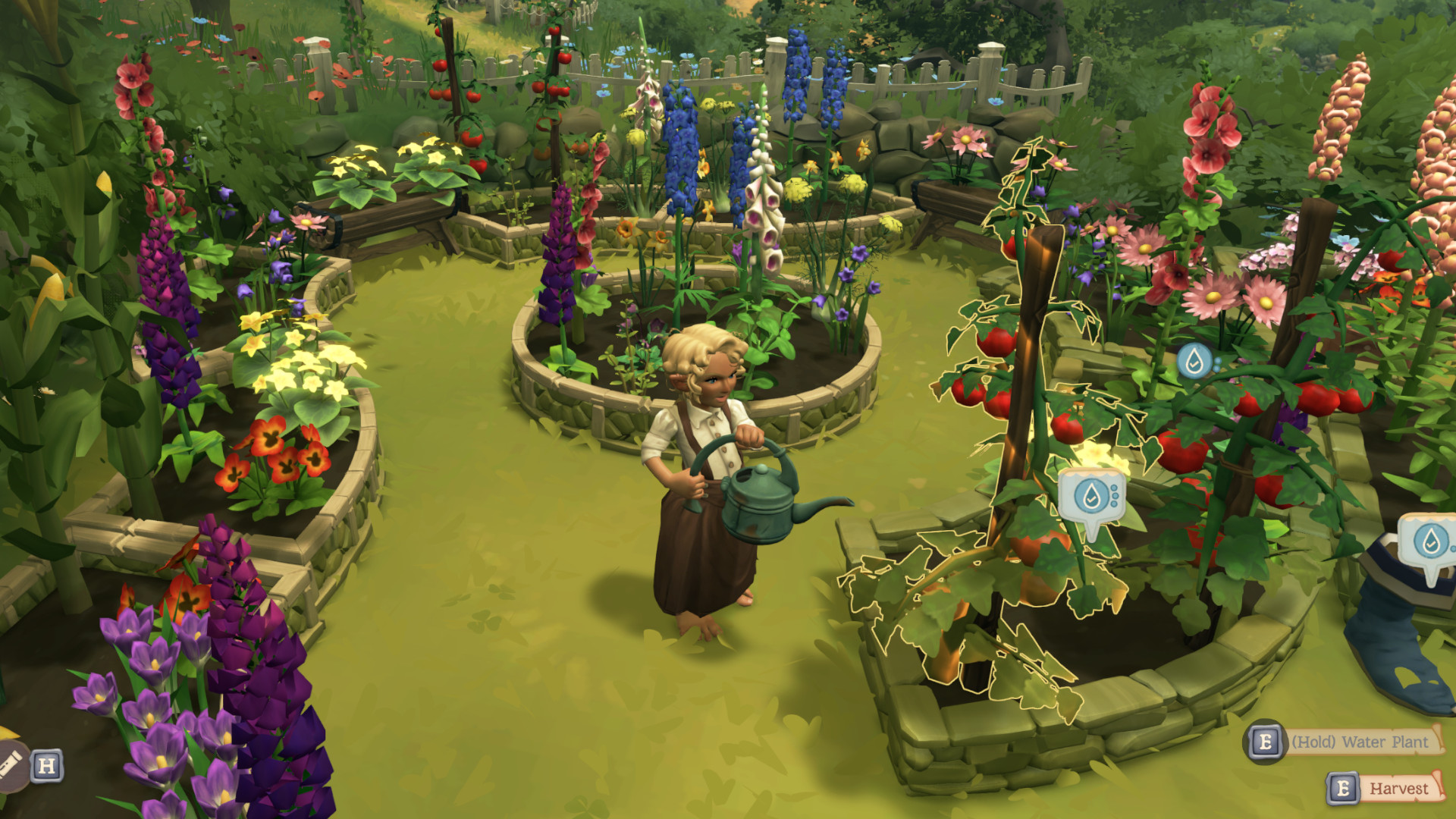A hobbit watering their garden during the Lord of the Rings game, Tales of the Shire.