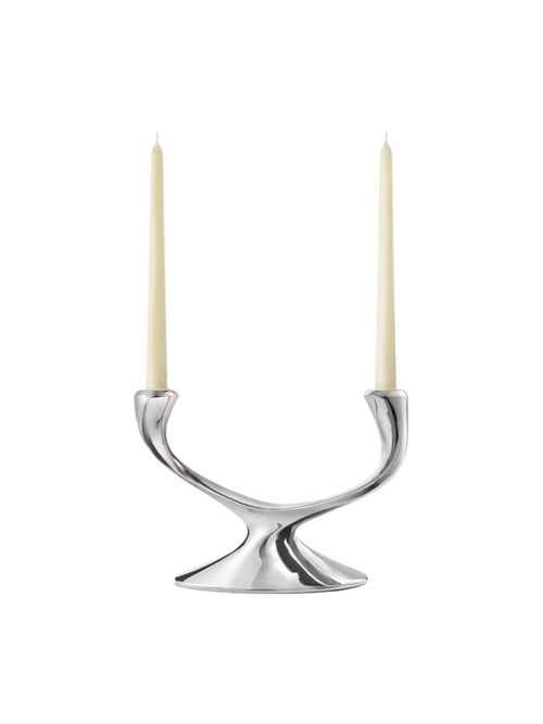 Windrush 2 Arm Stainless Steel Candelabra in Silver