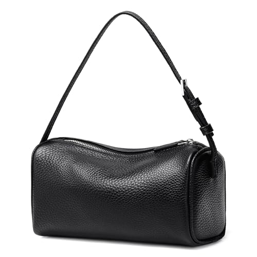 Sumrains Genuine Leather Crossbody Bag for Women: Small Barrel Purse for Ladies - Designer Hobo Bags Shouler Handbags (black)