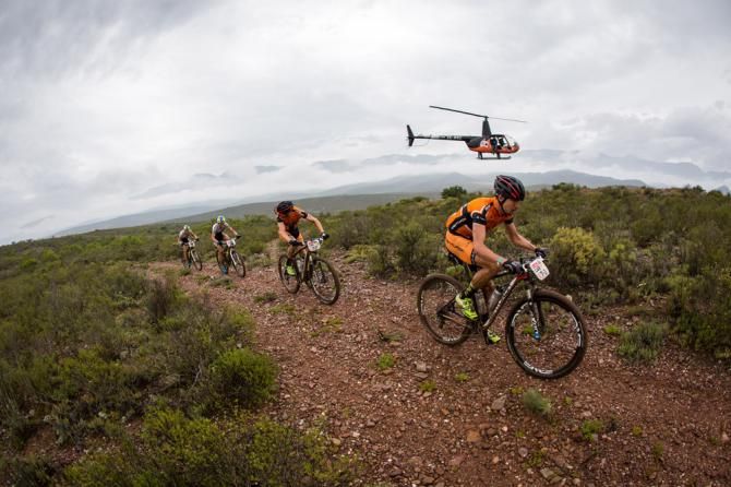 Jochen Kaess and Markus Kaufmann (Centurion-Vaude) in the lead during Cape Epic stage 1