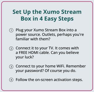 Instructions for setting up your Xumo Stream Box