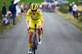 RODEZ FRANCE JULY 26 Lotte Kopecky of Belgium and Team SD Worx Protime Yellow Leader Jersey attacks during the 2nd Tour de France Femmes 2023 Stage 4 a 1771km stage from Cahors to Rodez 572m UCIWWT on July 26 2023 in Rodez France Photo by Tim de WaeleGetty Images