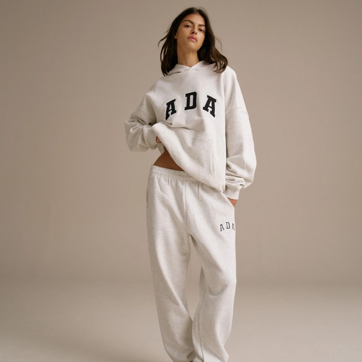 model wearing grey adanola set