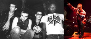 With the Dead Kennedys in 1980 and right, on stage with The Guantanamo School Of Medicine
