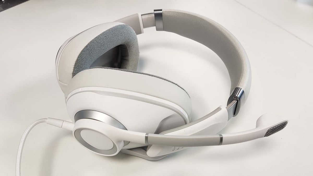 The EPOS H6PRO headsets on a white table