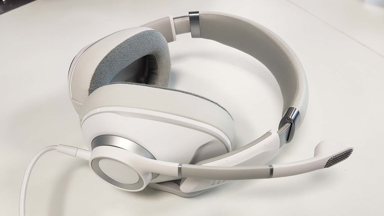The EPOS H6PRO headsets on a white table