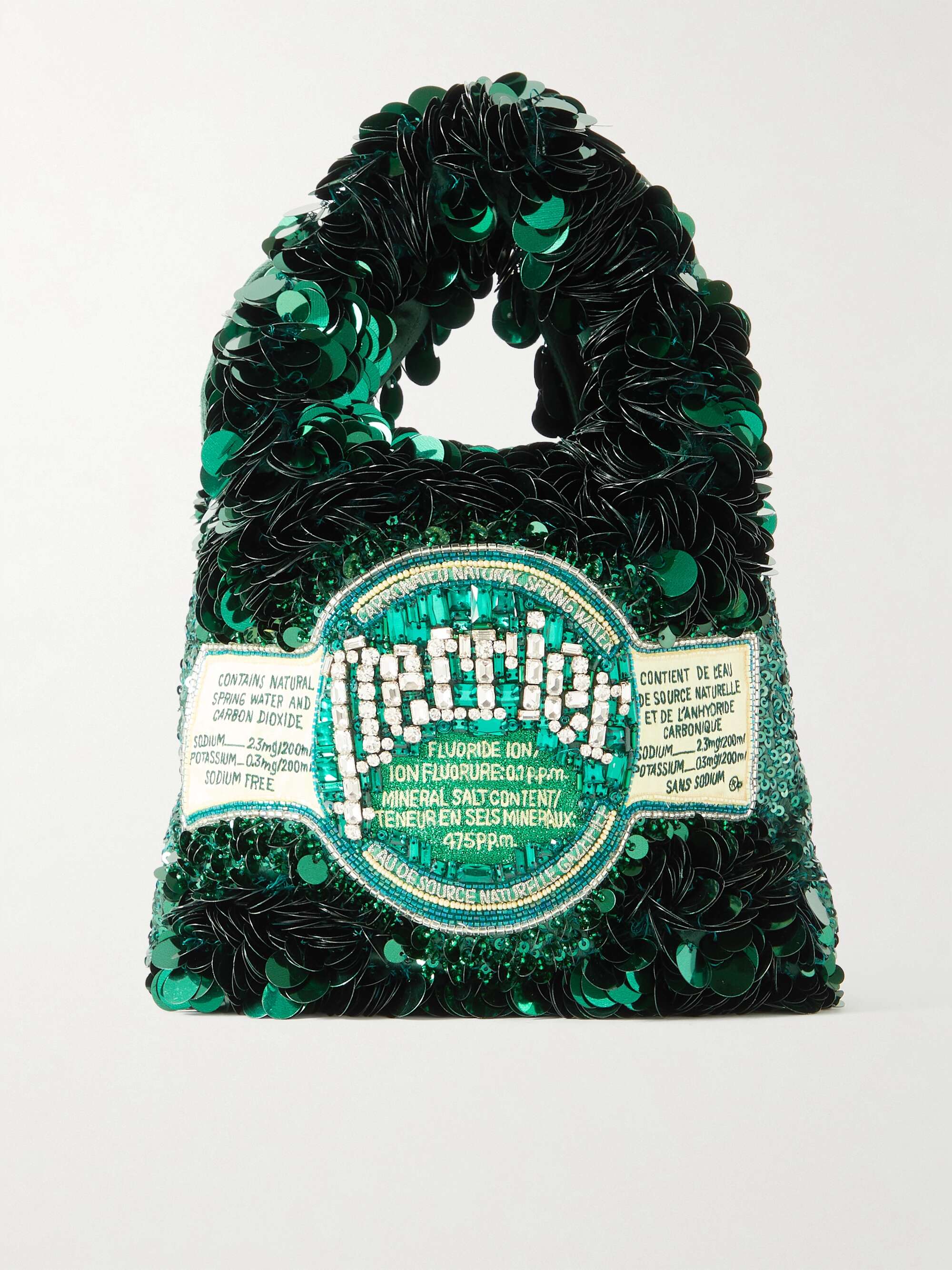 Perrier Embellished Embroidered Recycled-Satin Tote