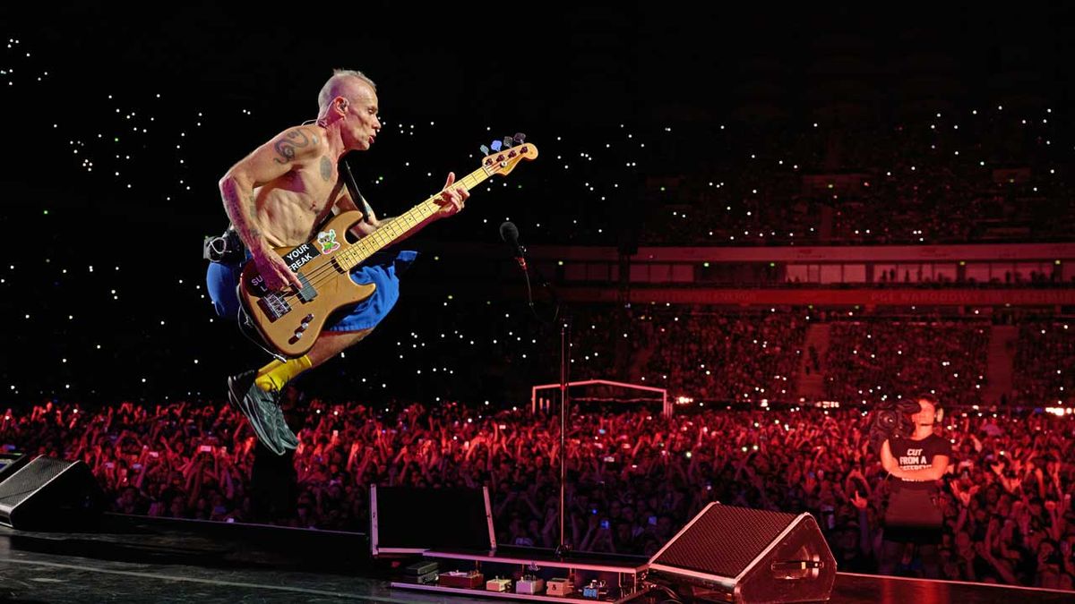 Flea onstage in Poland