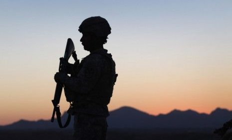 A U.S. Army National Guardsman at the U.S.-Mexico border