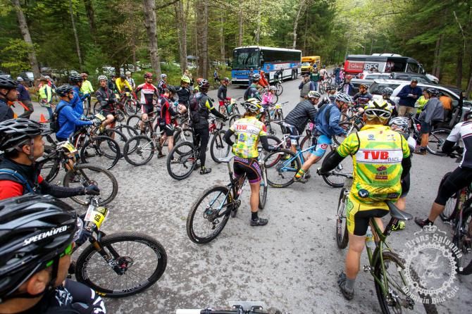 Racers prepare for the R.B. Winter Stage in the parking lot