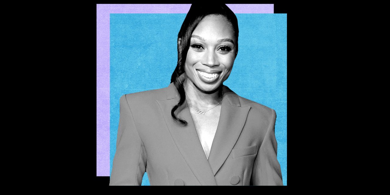 Allyson Felix, an Olympic runner, wearing a blazer