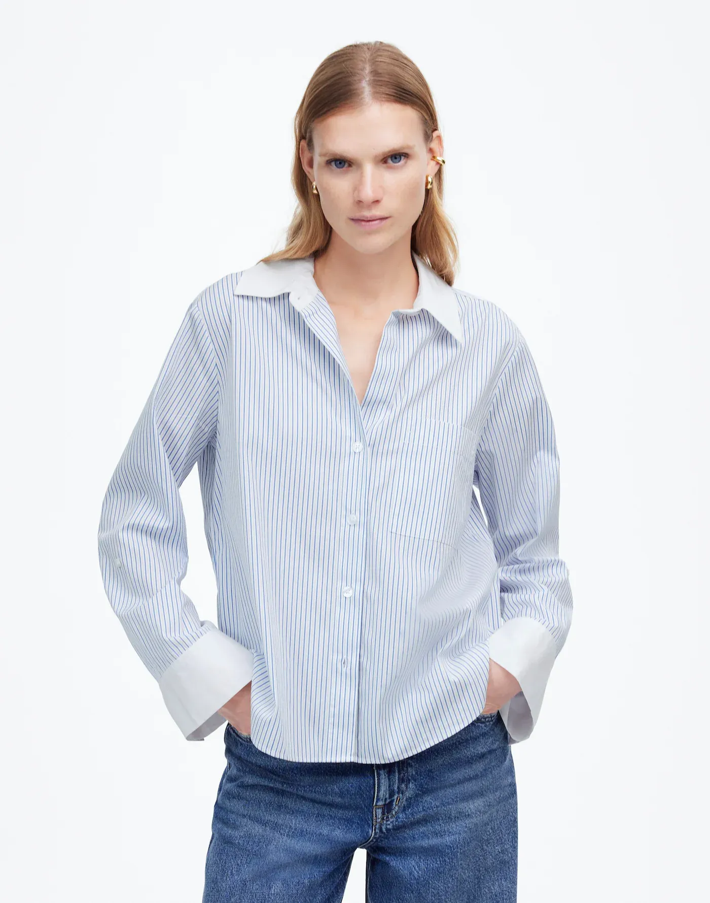Madewell Easy Y-Neck Button-Up Shirt
