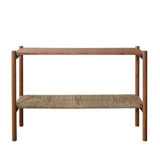 Scandi style console table with natural grass shelf