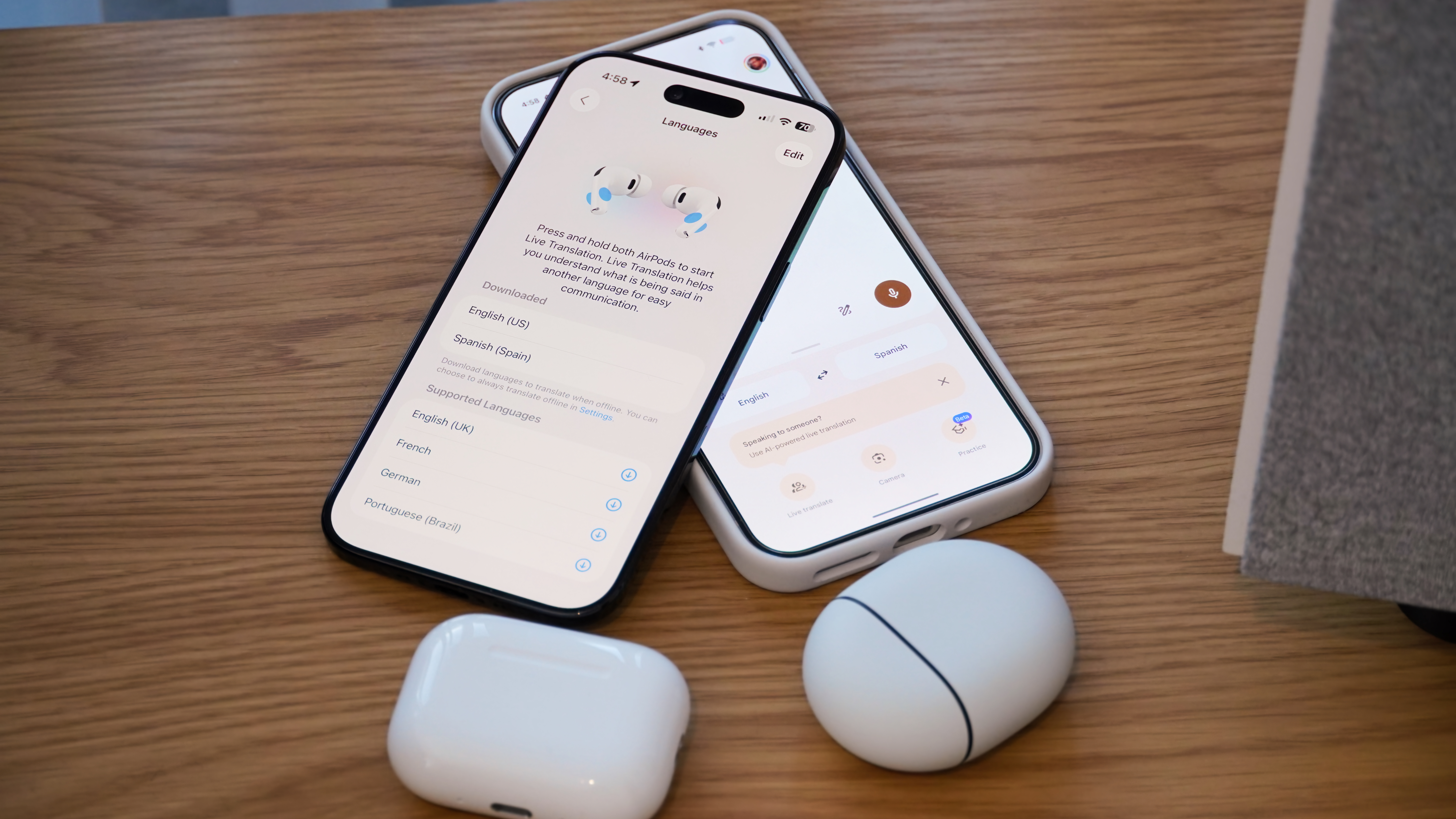 The Live Translate feature on Apple and Google hardware.