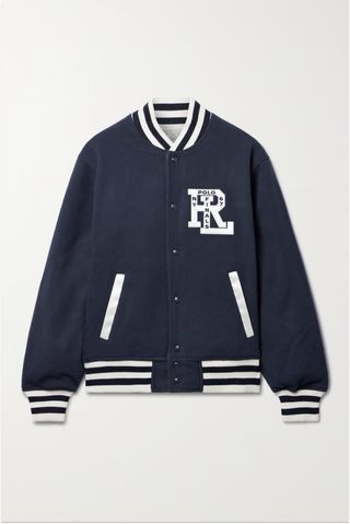 Polo Ralph Lauren Reversible Appliquéd Felt and Satin Bomber Jacket
