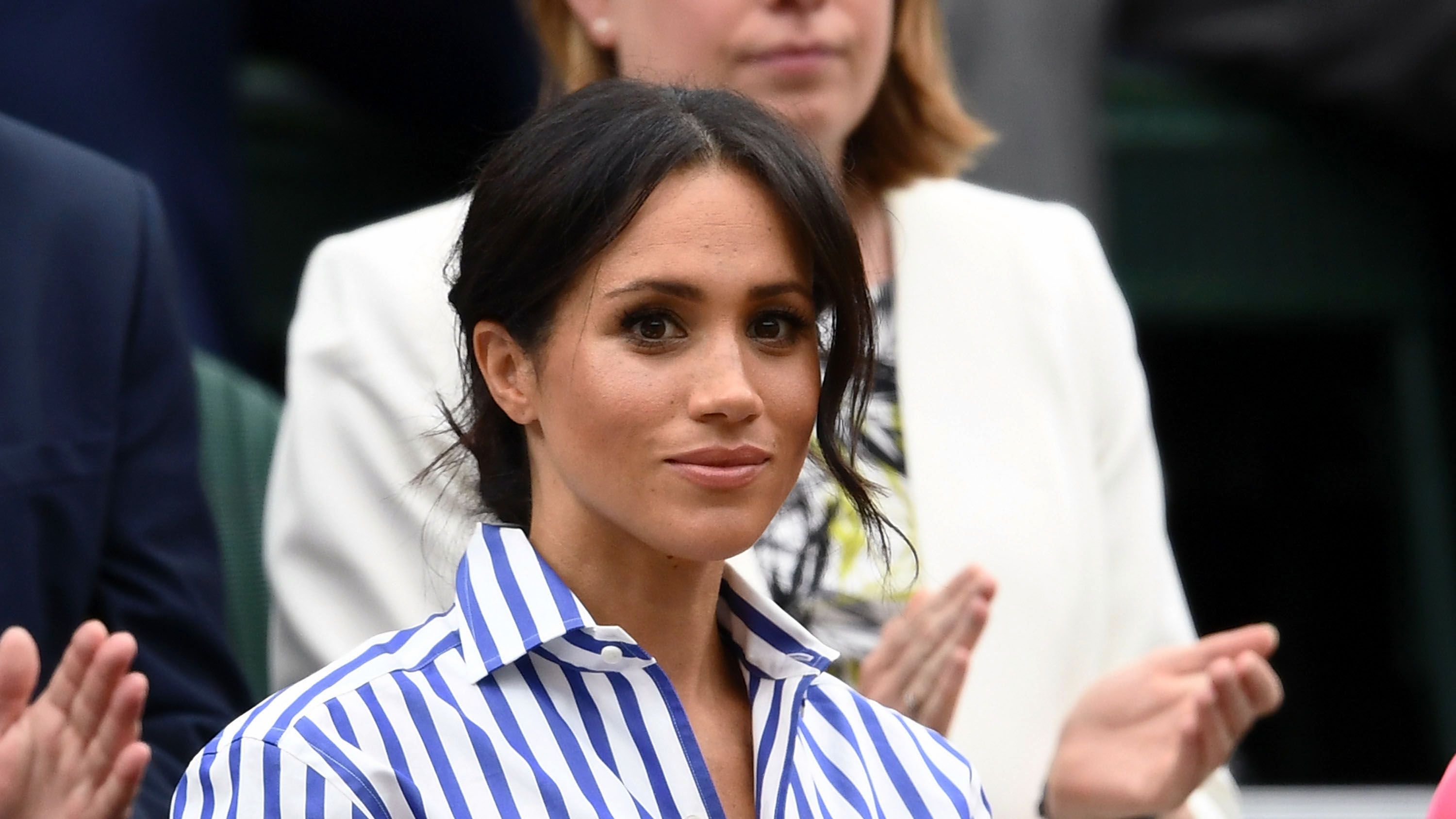 london, england july 14 meghan, duchess of sussex attends day twelve of the wimbledon lawn tennis championships at all england lawn tennis and croquet club on july 14, 2018 in london, england photo by clive masongetty images