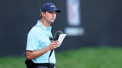 Smylie Kaufman seen on course during an NBC Sports broadcast