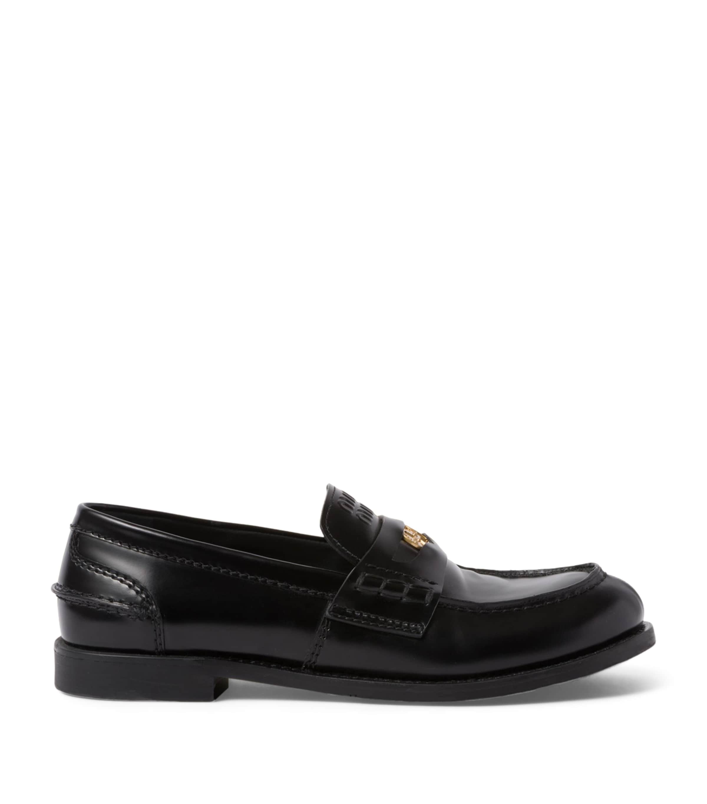 Miu Miu Brushed-Leather Embossed Loafers