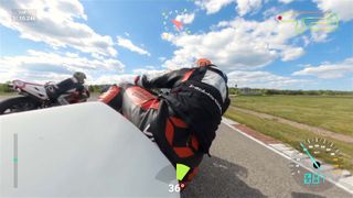 Telemetry Overlay being used on video footage of a motorbike riding around a race circuit