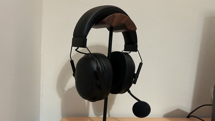 Razer BlackShark V2 Hyperspeed headset on a stand 