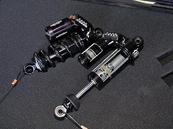 Cane Creek's venerable Double Barrel rear shock is functionally unchanged from last year (no need to update something that seems nearly perfect already) but adds a few sizes for '09.