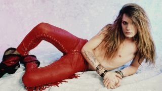 Sebastian Bach of Skid Row posing topless in portrait shot