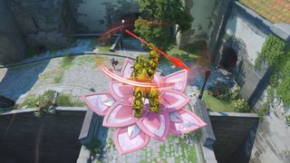 Overwatch 2 Lifeweaver's petal platform lifting up Orisa
