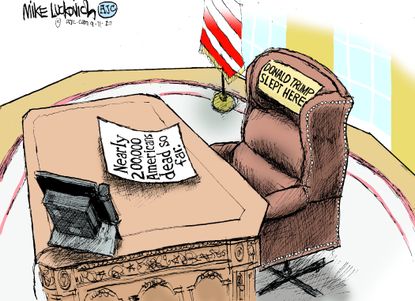 Political Cartoon U.S. Trump COVID oval office