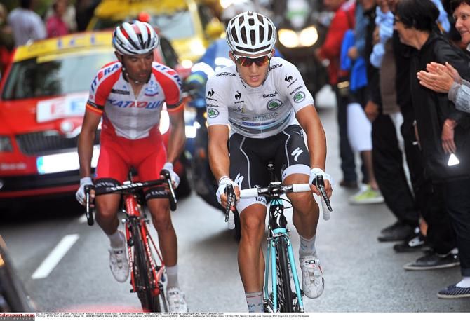 Michal Kwiatkowski (Omega Pharma-QuickStep) and Joaquim Rodriguez (Katusha) are the last two left of the breakaway