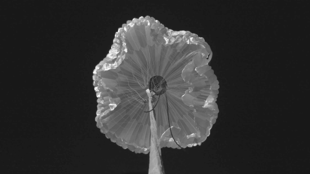 Taken on Sept. 7, this series of images shows the fastest-ever inflation of a parachute this size.