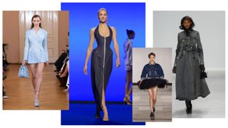 the hourglass denim trend at Ermanno Scervino, Schiaparelli, Ganni, Simone Rocha Spring 2025 runway shows