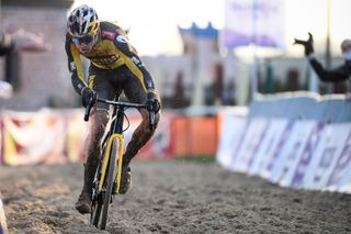 Belgian Wout Van Aert pictured in action during the mens elite race of the Belgian national championships cyclocross Sunday 10 January 2021 in Meulebeke BELGA PHOTO DAVID STOCKMAN Photo by DAVID STOCKMANBELGA MAGAFP via Getty Images