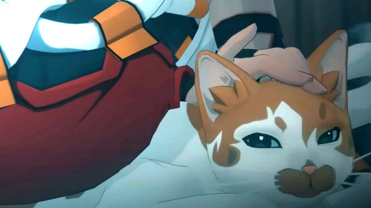 A cat gets an affectionate head-scratch in miHoYo&#039;s Zenless Zone Zero.