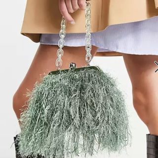 feathered mint green bag