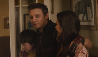 Jeremy Renner as Hawkeye and Linda Cardellini as Laura Barton in Avengers: Age of Ultron