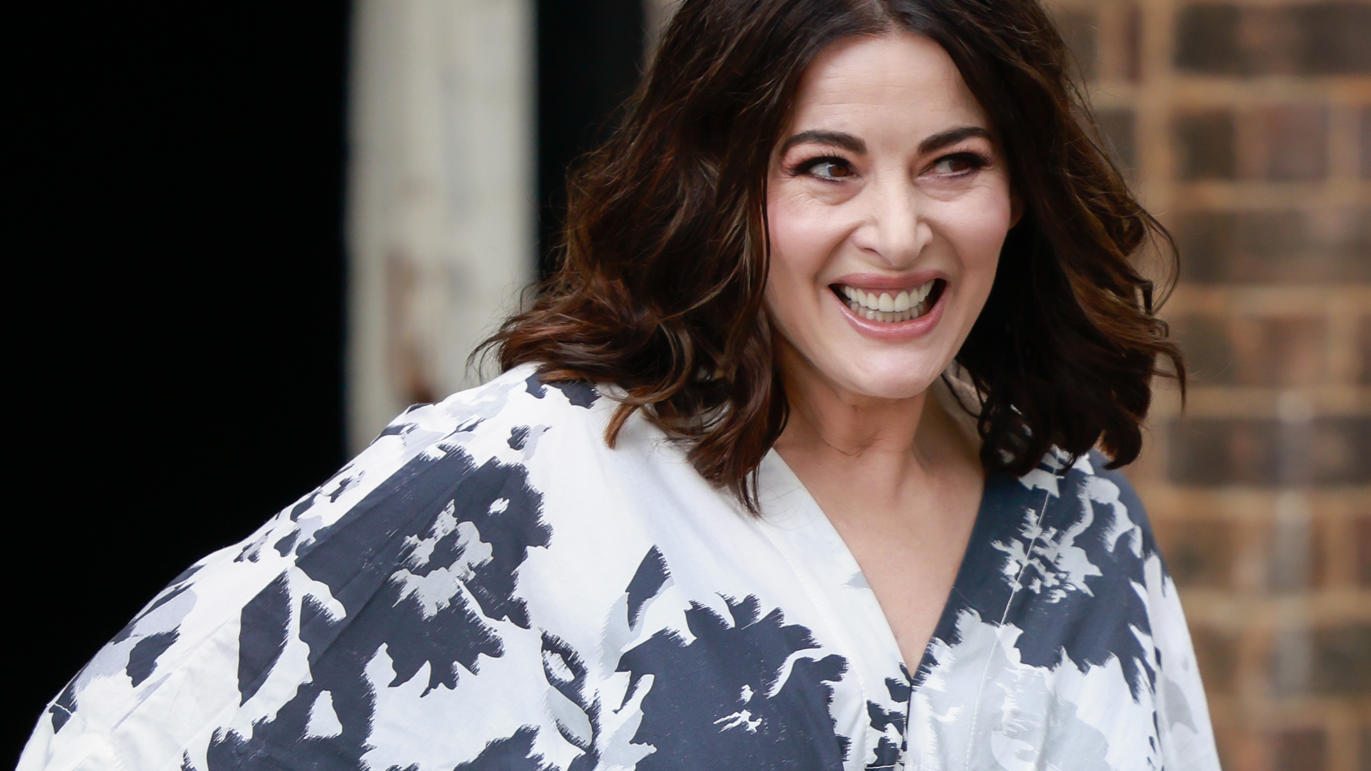 Nigella Lawson wearing black white maxi dress during Australian Fashion Week 2025 on May 13, 2025 in Sydney, Australia. (Photo by Hanna Lassen/Getty Images)