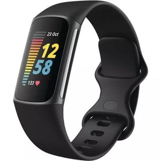 A black Fitbit Charge 5.