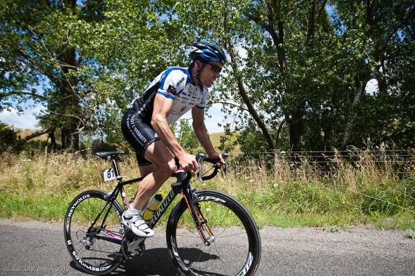 Steve Stannard (Massey University on the first climb of the day.