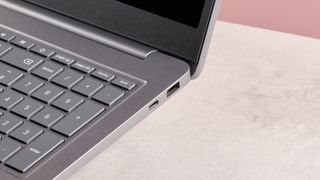 Close-up of right-side ports on HP Chromebook Plus 15.6-inch