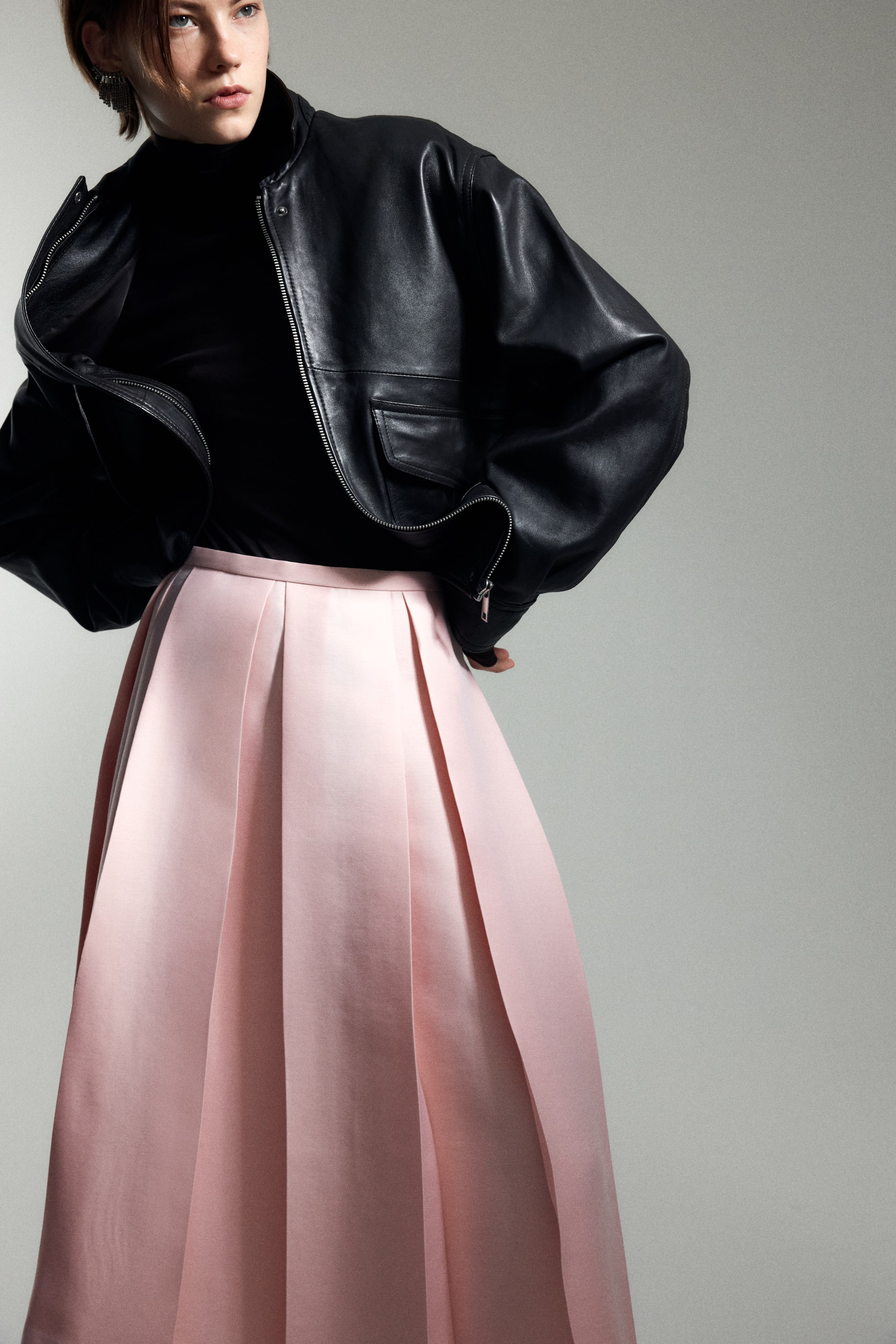 Pleated Midi Skirt - Pink