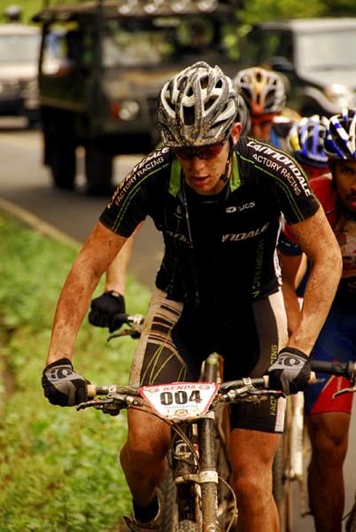 Ben Sonntag at the front of the lead group