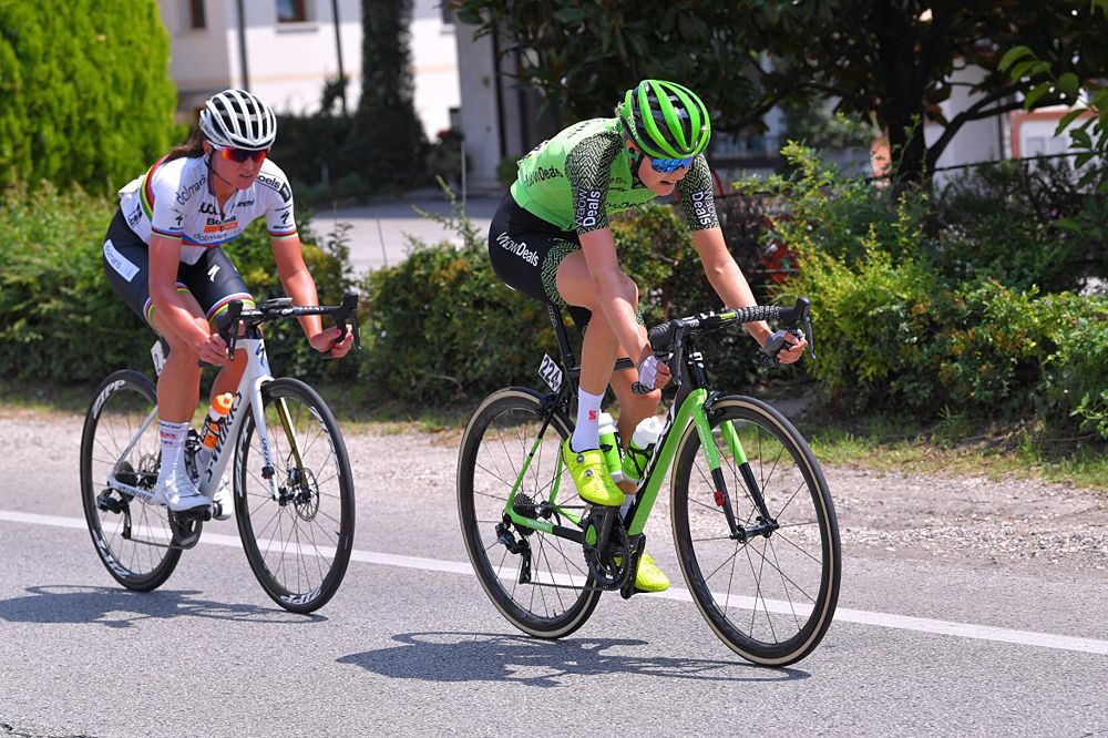 Jeanne Korevaar of The Netherlands and Team WaowDeals Pro Cycling / Chantal Blaak of The Netherlands and Boels - Dolmans Cycling Team