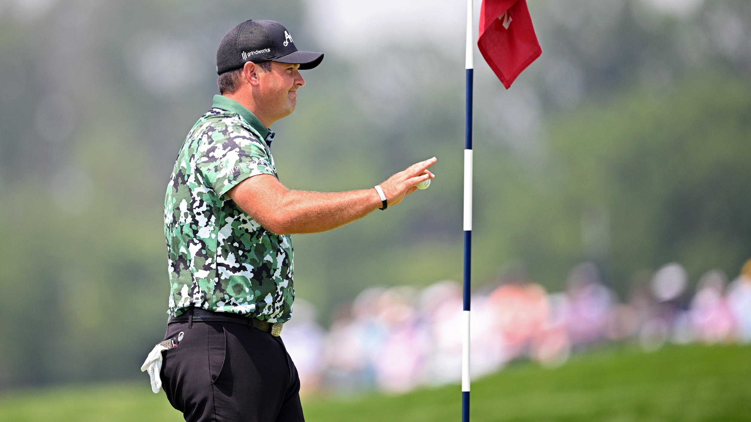 Patrick Reed celebrates his albatross at the US Open 
