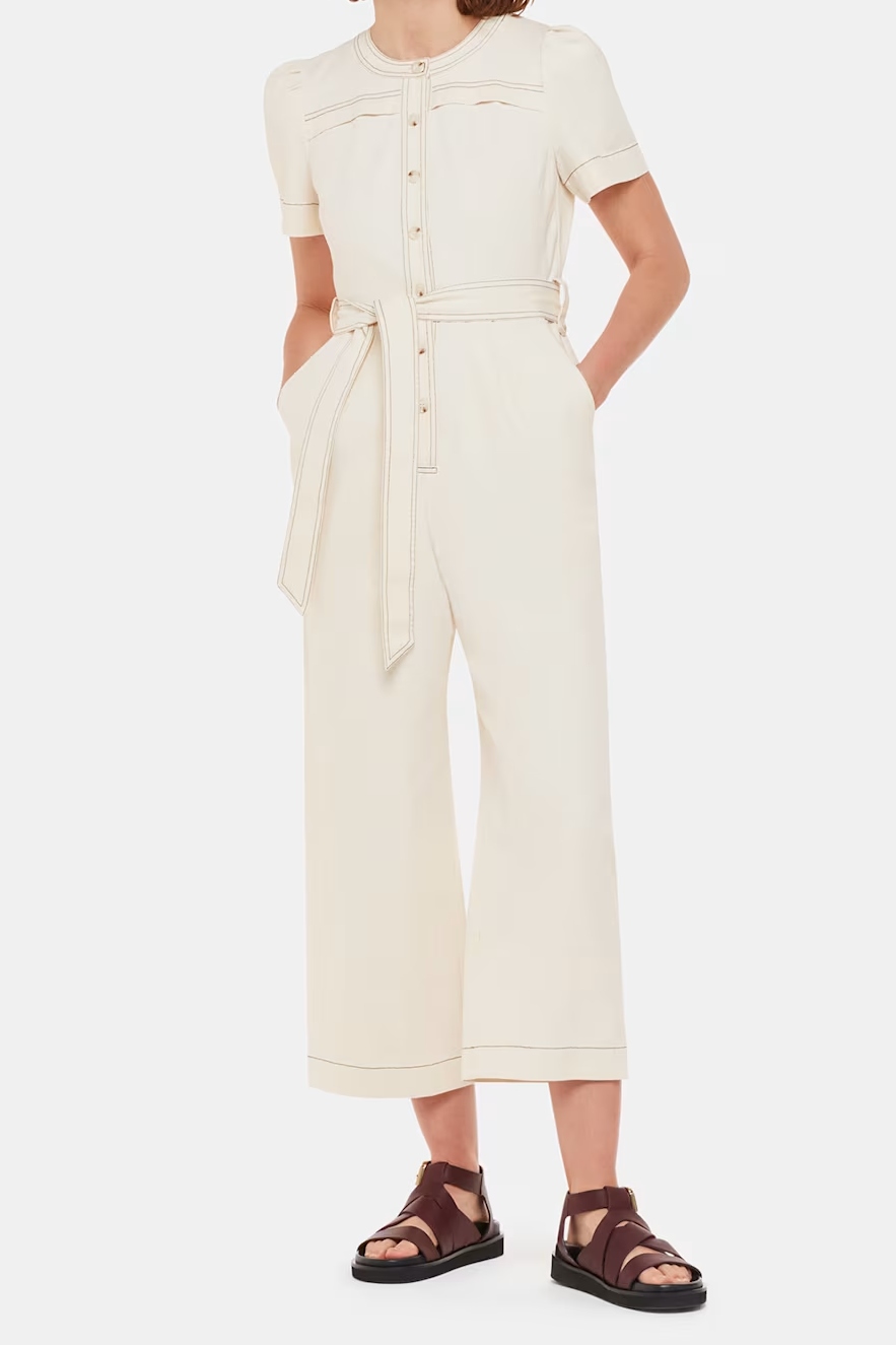 Whistles Ivory Denim Jumpsuit